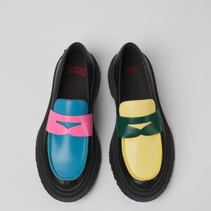 Camper Black and Pink Loafers